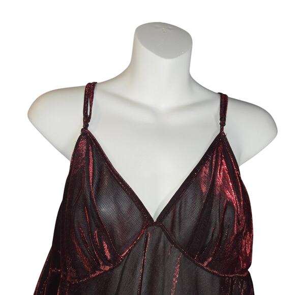 Gilligan & O'Malley Women XL Chemise Lingerie Reactive Shimmer Red Festival Y2K - Picture 5 of 12